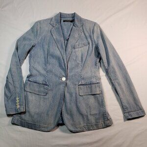 Lauren Ralph Lauren Light Blue Denim Blazer Sz 4 Light